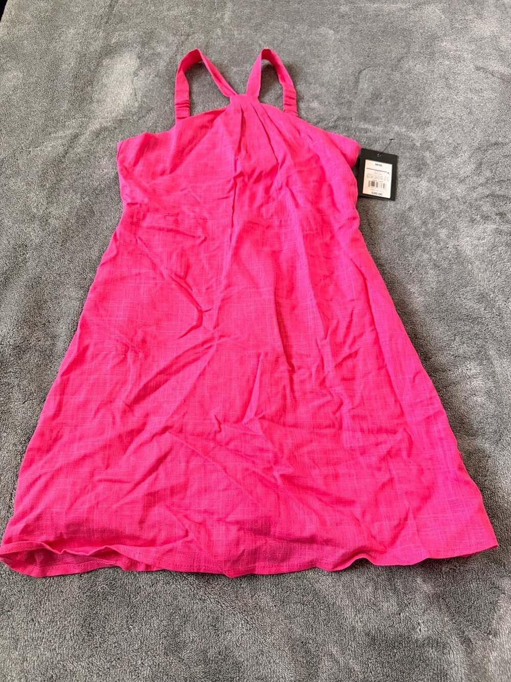 A New Day Pink Braided Halter Gauze Mini Dress